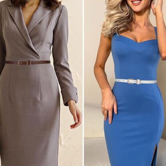 4 Pack Women Thin Belts for Jeans Dresses Coats Skinny Women Belt with main image 6